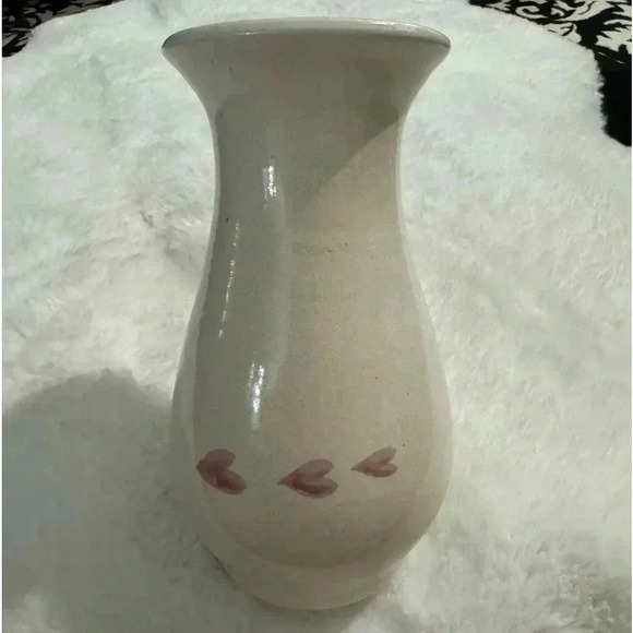 VTG Ceramic Pottery Flowers & Hearts Country Vase Cottagecore Glazed Grannycore - Picture 9 of 13